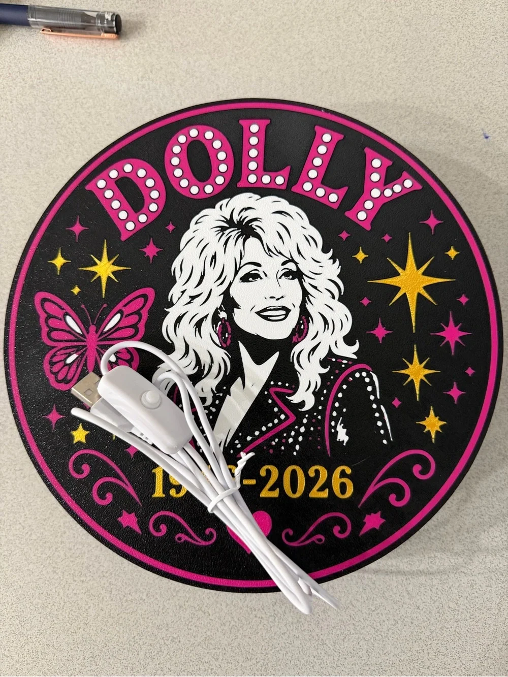 Dolly Tribute LED Wall Sign - Pink & Orange